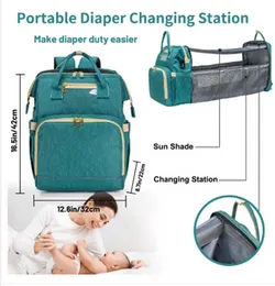 3 in 1 Diaper Bag Travel Bassinet Foldable Baby Bed Portable Diaper Changing Station Mummy Bag Backpack