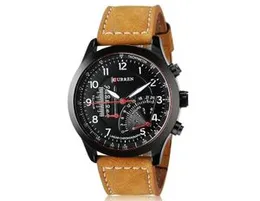 New Luxury curren Leather Band Quartz Analog Wrist Watch MT-01 8113 For Men Black Brown