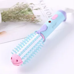 2-in-1 Portable Mini Pink Electric Hair Straightener & Curler Brush – Hot Air Hair Dryer Comb