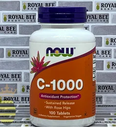 NOW Supplements Vitamin C 1000 with Rose Hips Sustained Release 100 Tablets
