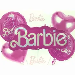 5 Pcs Foil Balloons Barbie Girl Baby Birthday Party Decoration