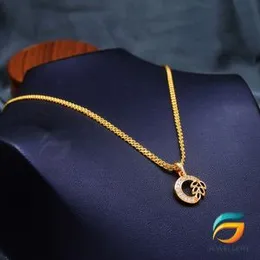 Gold Plated Chain With Pendant 18/24 inch 02MM Bismark Chain with Round Pendant Necklace for Ladies & Girl-45cm