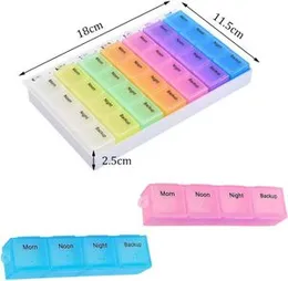 Pill Box, Weekly Pill Box, 7 Day Weekly Pill Box, 28 Compartments 4 Times a Day, Multi-Coloured Morning/Noon/Evening/Night