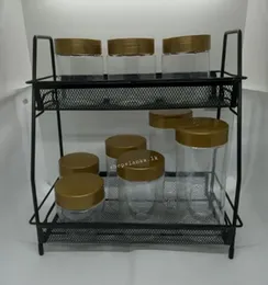 9pc spice bottle with metal rack.