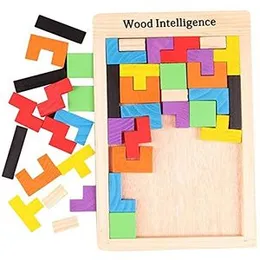 DIPDEY Wooden Tetris Puzzle Brain Teaser Toy Colorful Jigsaw Game Montessori Intelligence Educational Gift for Baby- Toddlers, Kids 2-6 Years Old Boys
