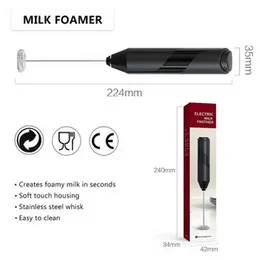 Milk Frother for Coffee - Handheld Stainless Steel Electric Whisk, Battery Powered Foam Maker, Coffee Mixer, Mini Drink Blender for Latte, Frappe, Mat