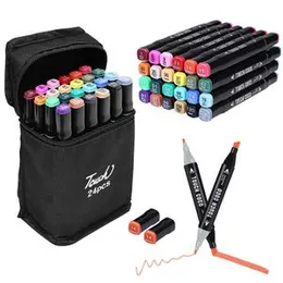 Touch Cool 24/36/48 Colors Alcohol Markers Professional Art Set with Carrying Case - Double Ended Bendable Alcohol Based Ink Colors With Fine And Chis