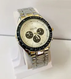 A-Grade Omega Style Silver Stainless Steel Manual Wind Chronograph Wristwatch – White