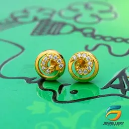 Gold Plated Derana Earrings For Ladies With White Stone Fashion Stylish Rich Look Earring For Women.