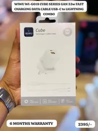 WIWU WI-G018 CUBE SERIES GAN 33w FAST CHARGING DATA CABLE USB-C to LIGHTNING COMBO