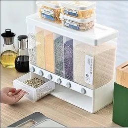 10Kg Wall-Mounted Separated Grain Rice Bucket – Multi-Compartment Food Dispenser & Storage Organizer for Kitchen