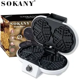 SOKANY 1000W Double Heart Shaped Waffle Maker, Mini Heart Waffle Maker Iron with Non Stick Surface, Adjustable Browning Control, for Waffles, Paninis,
