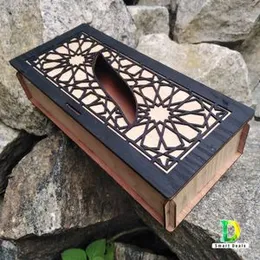 Wooden Tissue Napkin Box With Black Design for Dining Table Tissue Box Cover, Wooden Butterfly Paper Napkin
