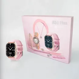 Luxury Smart Watch for Lady A58 plus Pink Color Digital Relojes Inteligentes BT Call Heart Rate Monitor Smartwatch 2024 Pink Color