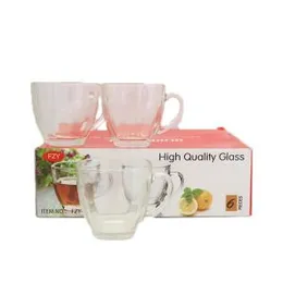 6 Pieces Set of High Quality Tea Cup Glass Set Clear Everyday Use Glassware