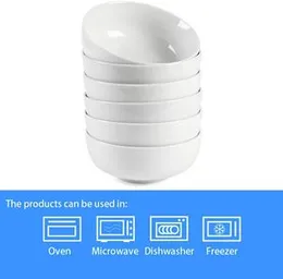 Set of 5 Ceramic Bowls – 5.5 Inch White Cereal, Soup, Rice & Dessert Bowls, Perfect for Salad, Snacks & Everyday Dining, Dishwasher & Microwave Safe