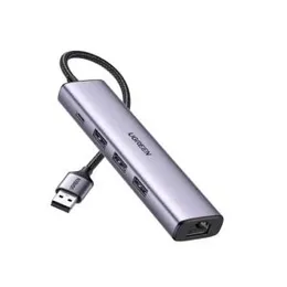 UGREEN 60554 USB 3.0 to Ethernet Adapter, 5 in 1 Multiport Hub with Gigabit RJ45 and Type-C Power Port