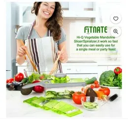 9 in 1 Vegetable Chopper Slicer, Vegetable Slicer and Chopper with 5 Replaceable Slicing Blades Thickness Adjustable vegetable Mandoline Slicer