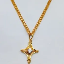 22kt Plated 4mm Bismarck Chain With Opal Cross With Stone Pendant For Women.