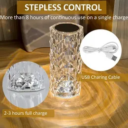 Rose Diamond Table Lamp 16 Colors Remote USB Charging Touch Lamp Atmosphere Maker