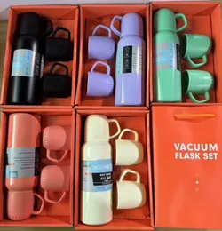 Stainless Steel Insulated Vacuum Flask Water Bottle 500ml Gift Set with 2 Cups for Home Office College School Trave