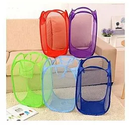 New Laundry Hamper Mesh Fabric for Ventilation Fold able Storage Pop up Clothes Basket.(32x32x52cm)