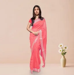 Hot Pink With Silver Border  ORGANZA COTTON