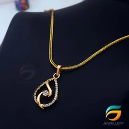 Gold Plated Chain With Pendant 18/24 inch 02MM Fox Chain with New Design pendant Necklace for ladies-60cm