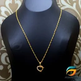 Gold Plated Guaranteed 18/24 inch Karali / Disco Chain with Heart Dolphin Pendant Necklace for Ladies-60cm