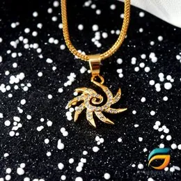 Gold Plated Guaranteed 18/24 inch Fox Chain 02MM with Star Sun Theme pendant Necklace for ladies-45cm