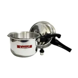Camel 5L Pressure Cooker – Aluminium Body with Stainless Steel Finish | Heavy Base & Whistling Valve