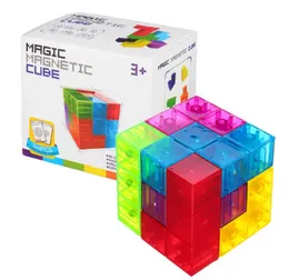 Magnetic Building Blocks Magic Magnetic 3D Puzzle Cubes - Set of 7 Multi Shapes Magnetic Blocks with 92 Models Book - Intelligence Developing and Stre