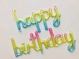 2Pcs happy birthday Letter Banner Balloon Foil GRADIENTS