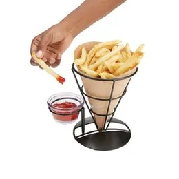 Cone French Fry Holder with Sauce Cup / Condiment Holder