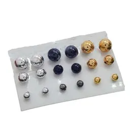 New Paper Card Zircon Earrings All-match 12 Pairs Of Pearl Card Earrings.