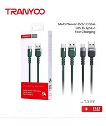 TRANYOO T-X15C Metal Woven USB to Type-C Fast Charging Data Cable