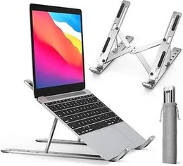 Portable Laptop Riser Stand – 6-Angle Adjustable Aluminum Holder for MacBook, iPad, Dell, HP – Ergonomic & Compact Design (stainless steel)