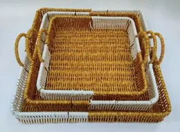 Rectangle shape cane baskets 3pcs