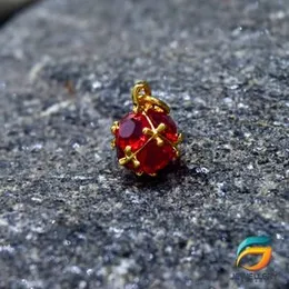 Vintage Garnet Solitaire with Four Diamonds on a Braided Pendant Guarantee Fashion Design for Women.