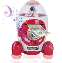 Kids Money Saving Box with Password Rocket Piggy Bank (0525)