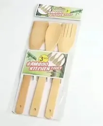 3pc wooden spoon set nonstick surface bamboo kitchen tool set