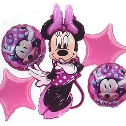 5 Pcs Foil Balloons Minnie Mouse Birthday Party Decoratings
