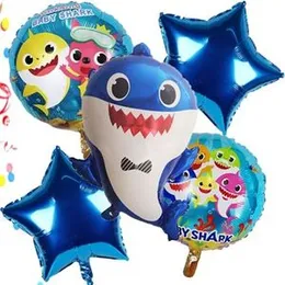 5 Pcs Foil Ballons Pinkfong Baby Shark Birthday Party Decoratings