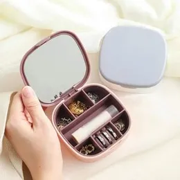 Small Jewelry Box Portable Travel Jewelry Organizer Jewelry Storage Box with Mirror
