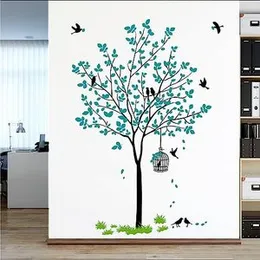 Decal O Decal Blue Tree with Birds Cage and Nest Self Adhesive Wall Sticker (Pack of 4) (FROM INDIA FAAZ)