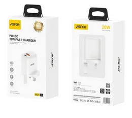 Aspor PD + QC 20W Fast Charger A821 UK – Dual Port USB Charger with Safety Protection