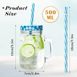 Glass Mason Jar with Straw (500ml)