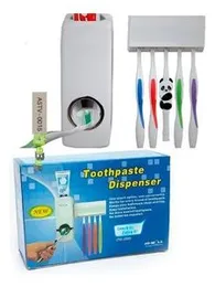 Toothpaste squeezer dispenser automatic with brush holder