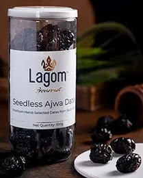 Lagom Gourmet Seedless Ajwa Dates 1 Kg | Saudi Arabia Dates | All Natural | No Preservatives | No Added Sugar | Gluten Free|Vegan|Plant Based | Non Gm