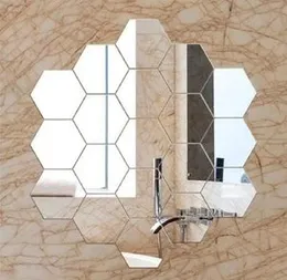 Hexagonal 3D Mirror Wall Sticker-12pcs